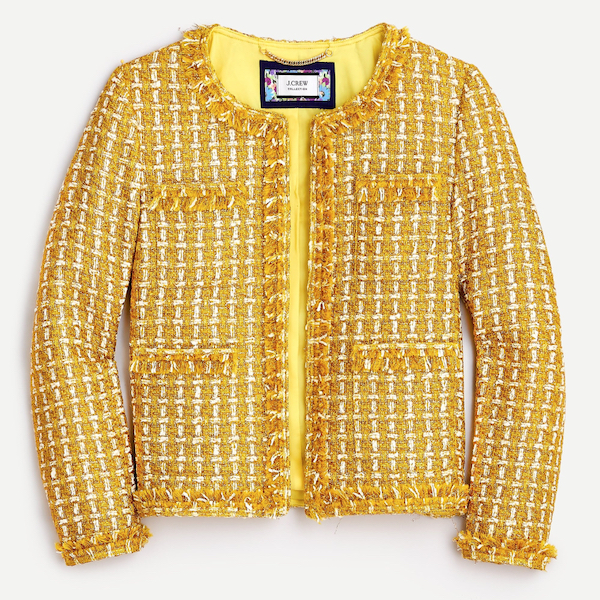 chanel yellow tweed jacket