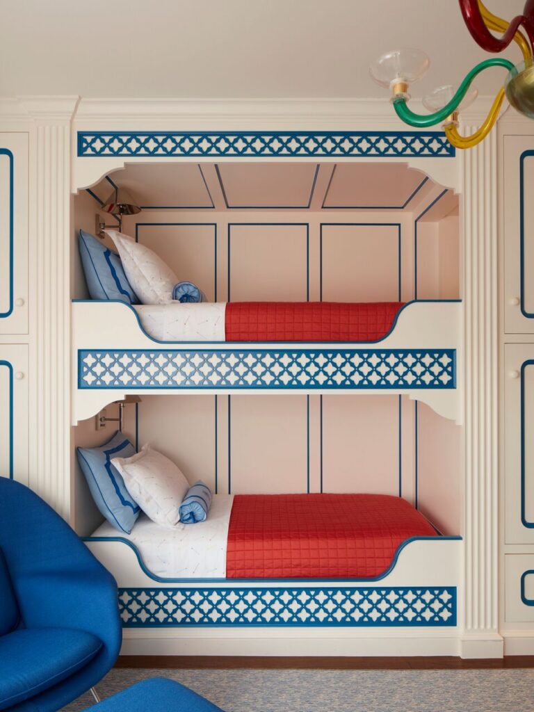 Custom built-in bunk beds with trellis design