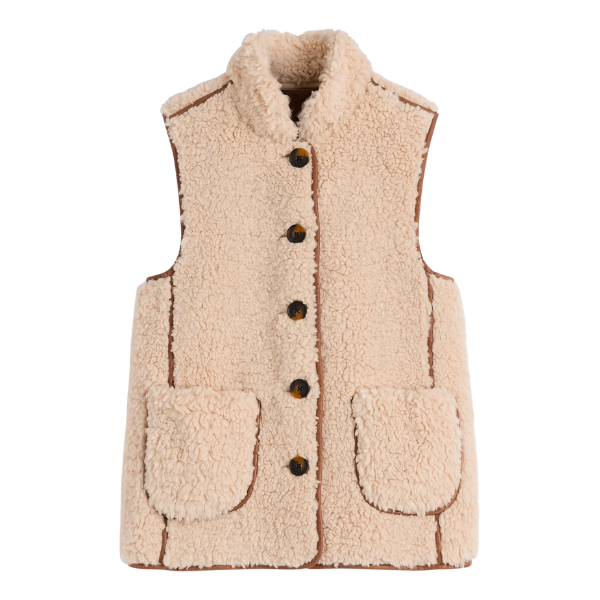 Natural borg funnel-neck gilet, Boden