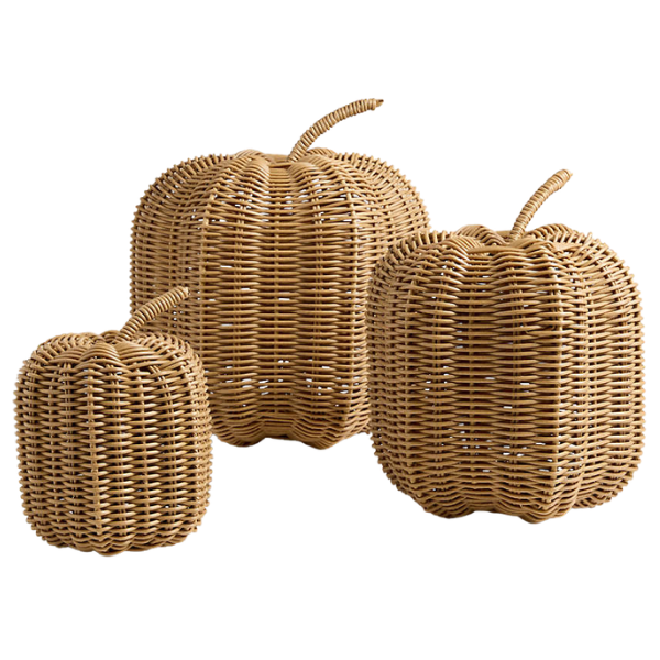 Large rattan pumpkin, indoor/outdoor, Crate and Barrel