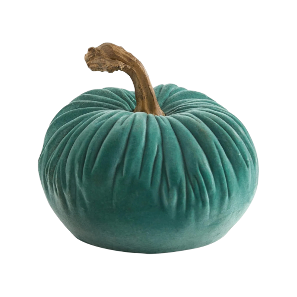 Aqua flocked velvet decorative pumpkin, August Grove
