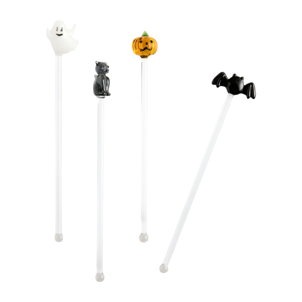 Glass Halloween icon drink stirrers, set of 4, World Market