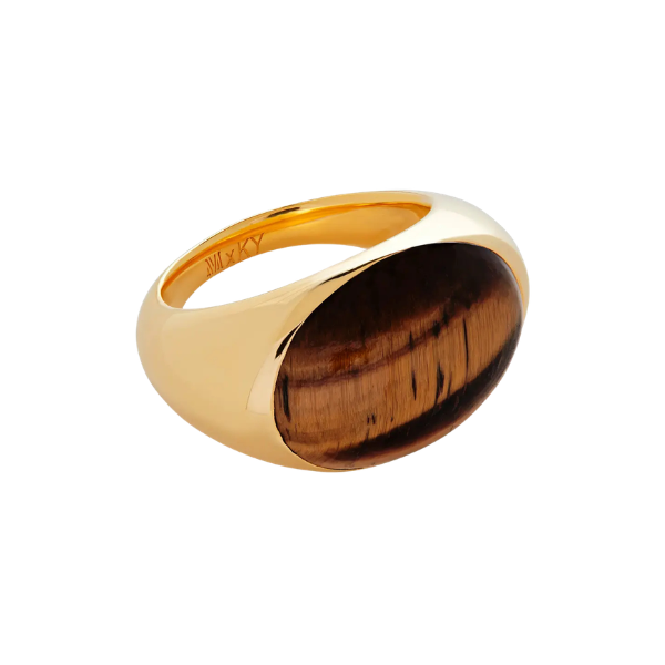 Tiger's Eye stacking ring in gold vermeil, Monica Vinader x Kate Young