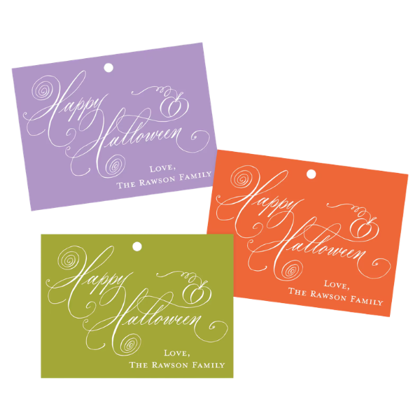 Personalized calligraphy Halloween Gift Tags, custom name in script