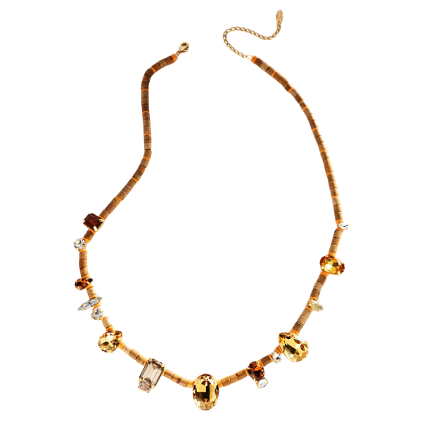 Mixed crystal beaded necklace, By Anthropologie