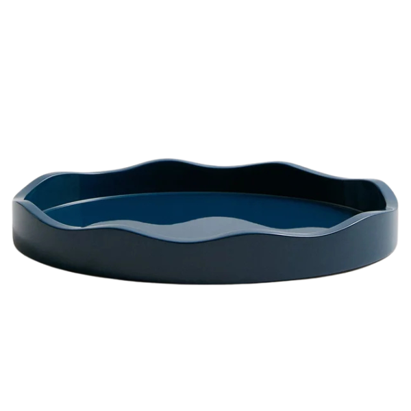 Small oval legion blue lacquer tray, Tuckernuck