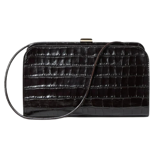 Crocodile-embossed leather clutch, Zella, Loeffler Randall
