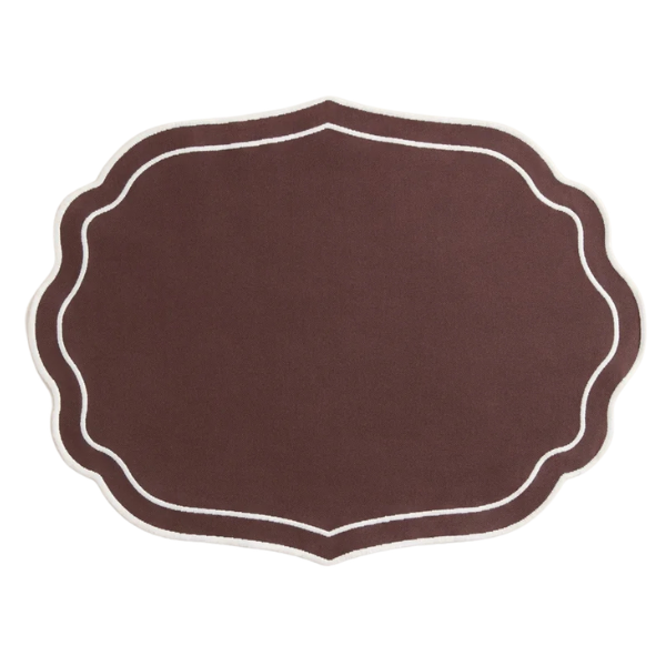 Brown cotton duck scallop placemats, set of 4, Tuckernuck