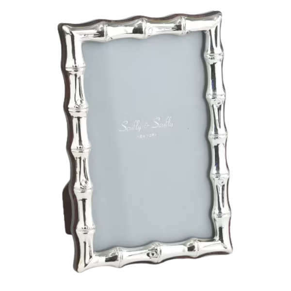 Sterling silver bamboo-patterned picture frame, Scully and Scully