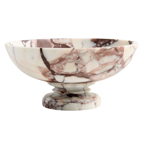 Burgundy marble footed bowl, Crate and Barrel
