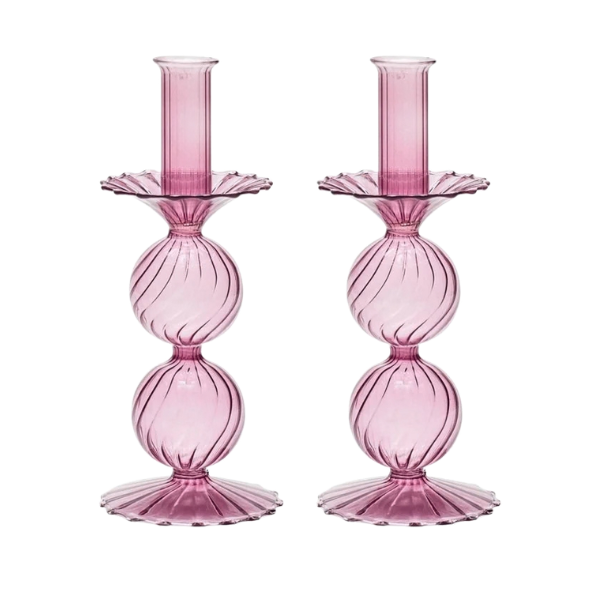 Lavender short candle holders, set of 2, Kim Seybert