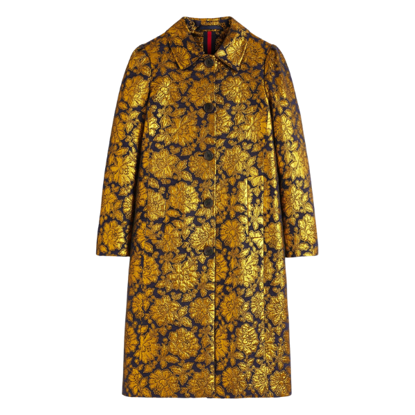 Gold floral jacquard coat, Aylesford, Boden